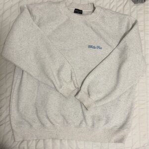 WhiteFox Light Gray Crewneck Sweatshirt with Blue Embroidery